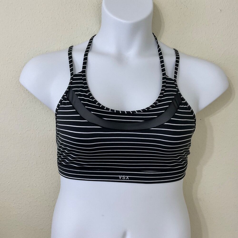 Victorias Secret VSX size L Strappy Back Sheer Mesh Inserts Sports Bra